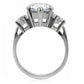 MATK076 - High polished (no plating) Stainless Steel Ring with AAA Grade CZ  in Clear