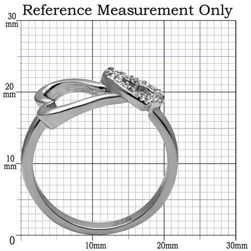 MATK077 - High polished (no plating) Stainless Steel Ring with AAA Grade CZ  in Clear