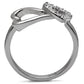 MATK077 - High polished (no plating) Stainless Steel Ring with AAA Grade CZ  in Clear