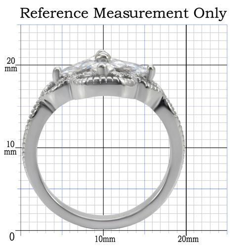 MATK078 - High polished (no plating) Stainless Steel Ring with AAA Grade CZ  in Clear