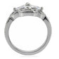 MATK078 - High polished (no plating) Stainless Steel Ring with AAA Grade CZ  in Clear