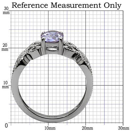 MATK079 - High polished (no plating) Stainless Steel Ring with AAA Grade CZ  in Light Amethyst