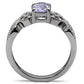 MATK079 - High polished (no plating) Stainless Steel Ring with AAA Grade CZ  in Light Amethyst