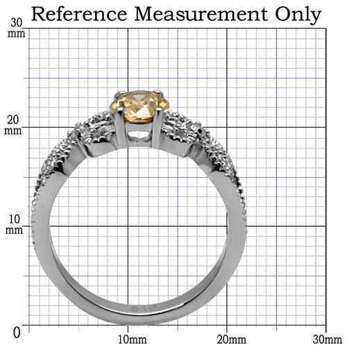 MATK080 - High polished (no plating) Stainless Steel Ring with AAA Grade CZ  in Champagne