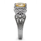 MATK080 - High polished (no plating) Stainless Steel Ring with AAA Grade CZ  in Champagne