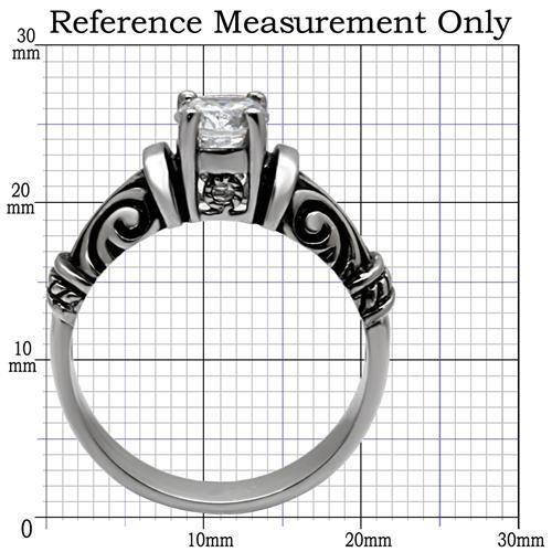 MATK082 - High polished (no plating) Stainless Steel Ring with AAA Grade CZ  in Clear
