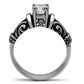 MATK082 - High polished (no plating) Stainless Steel Ring with AAA Grade CZ  in Clear