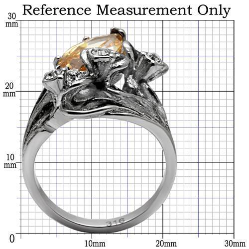 MATK083 - High polished (no plating) Stainless Steel Ring with AAA Grade CZ  in Champagne