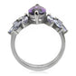 MATK085 - High polished (no plating) Stainless Steel Ring with AAA Grade CZ  in Amethyst