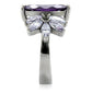 MATK085 - High polished (no plating) Stainless Steel Ring with AAA Grade CZ  in Amethyst