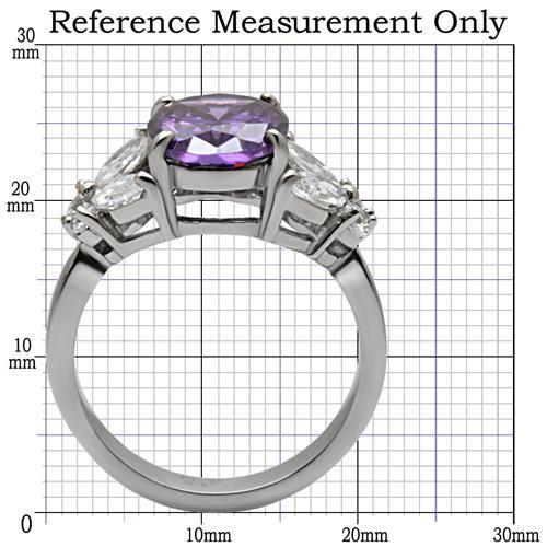 MATK086 - High polished (no plating) Stainless Steel Ring with AAA Grade CZ  in Amethyst