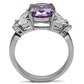 MATK086 - High polished (no plating) Stainless Steel Ring with AAA Grade CZ  in Amethyst