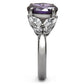 MATK086 - High polished (no plating) Stainless Steel Ring with AAA Grade CZ  in Amethyst