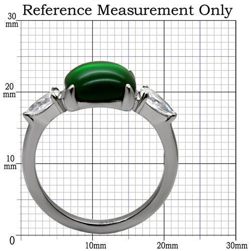 MATK087 - High polished (no plating) Stainless Steel Ring with Synthetic Synthetic Glass in Emerald