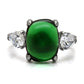 MATK087 - High polished (no plating) Stainless Steel Ring with Synthetic Synthetic Glass in Emerald