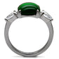 MATK087 - High polished (no plating) Stainless Steel Ring with Synthetic Synthetic Glass in Emerald