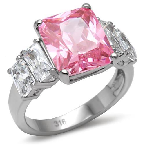 MATK088 - High polished (no plating) Stainless Steel Ring with AAA Grade CZ  in Rose