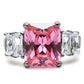MATK088 - High polished (no plating) Stainless Steel Ring with AAA Grade CZ  in Rose