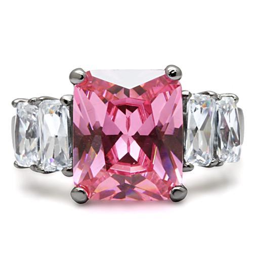 MATK088 - High polished (no plating) Stainless Steel Ring with AAA Grade CZ  in Rose
