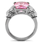 MATK088 - High polished (no plating) Stainless Steel Ring with AAA Grade CZ  in Rose