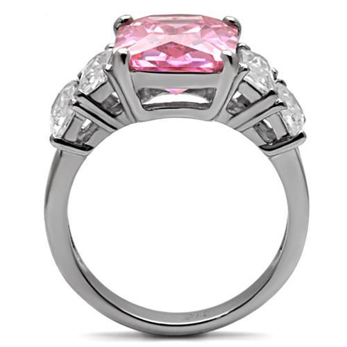 MATK088 - High polished (no plating) Stainless Steel Ring with AAA Grade CZ  in Rose