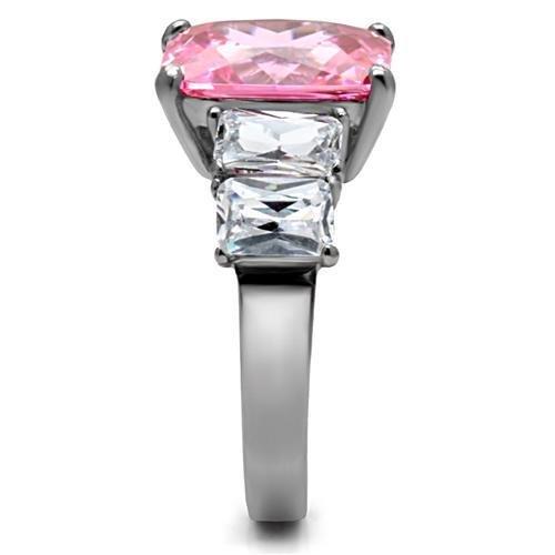 MATK088 - High polished (no plating) Stainless Steel Ring with AAA Grade CZ  in Rose