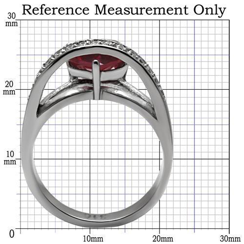 MATK089 - High polished (no plating) Stainless Steel Ring with AAA Grade CZ  in Ruby