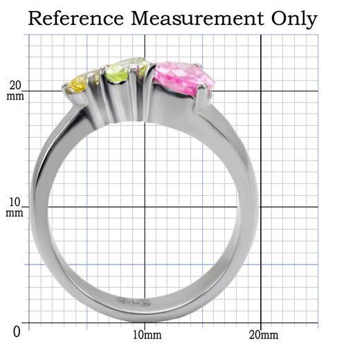 MATK091 - High polished (no plating) Stainless Steel Ring with AAA Grade CZ  in Multi Color