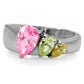 MATK091 - High polished (no plating) Stainless Steel Ring with AAA Grade CZ  in Multi Color