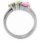 MATK091 - High polished (no plating) Stainless Steel Ring with AAA Grade CZ  in Multi Color
