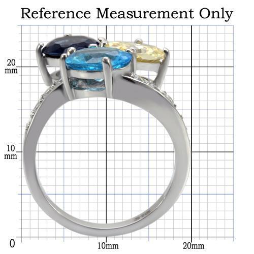 MATK094 - High polished (no plating) Stainless Steel Ring with Synthetic Synthetic Glass in Multi Color
