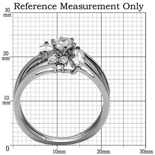 MATK096 - High polished (no plating) Stainless Steel Ring with AAA Grade CZ  in Clear