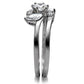 MATK096 - High polished (no plating) Stainless Steel Ring with AAA Grade CZ  in Clear