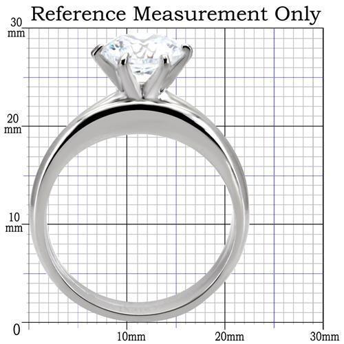 MATK097 - High polished (no plating) Stainless Steel Ring with AAA Grade CZ  in Clear
