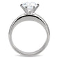 MATK097 - High polished (no plating) Stainless Steel Ring with AAA Grade CZ  in Clear