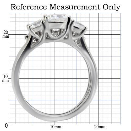 MATK098 - High polished (no plating) Stainless Steel Ring with AAA Grade CZ  in Clear