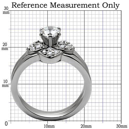 MATK099 - High polished (no plating) Stainless Steel Ring with AAA Grade CZ  in Clear