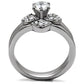 MATK099 - High polished (no plating) Stainless Steel Ring with AAA Grade CZ  in Clear