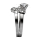 MATK099 - High polished (no plating) Stainless Steel Ring with AAA Grade CZ  in Clear