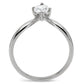 MATK0W260 - High polished (no plating) Stainless Steel Ring with AAA Grade CZ  in Clear