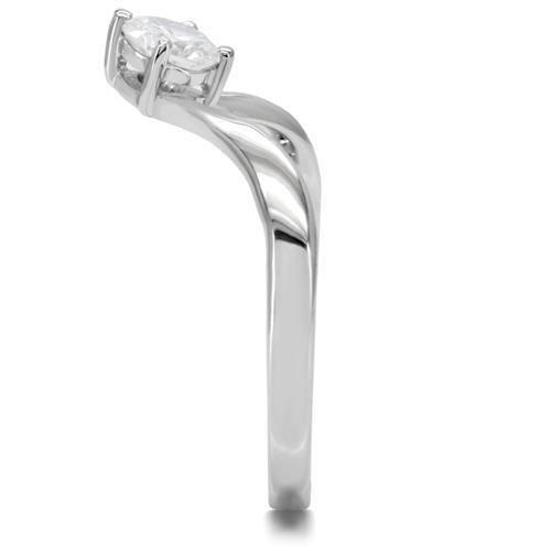 MATK0W260 - High polished (no plating) Stainless Steel Ring with AAA Grade CZ  in Clear