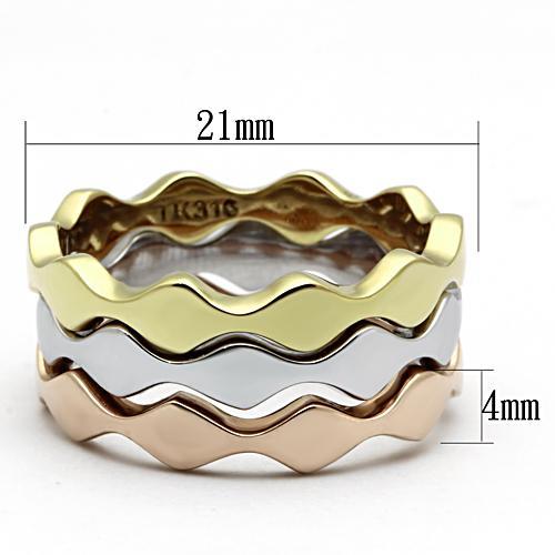 MATK1002 - Three Tone (IP Gold & IP Rose Gold & High Polished) Stainless Steel Ring with No Stone