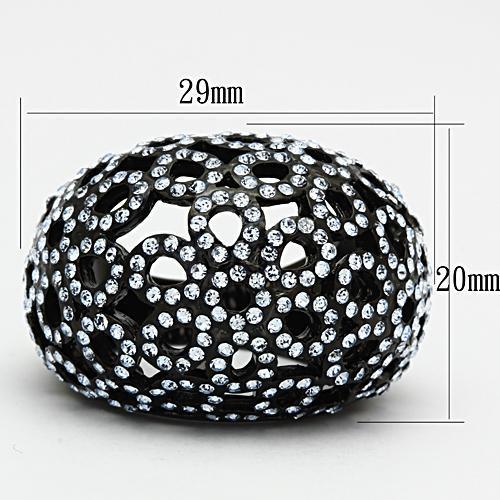 MATK1003 - IP Black(Ion Plating) Stainless Steel Ring with Top Grade Crystal  in Light Sapphire