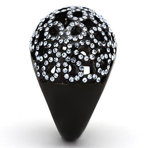 MATK1003 - IP Black(Ion Plating) Stainless Steel Ring with Top Grade Crystal  in Light Sapphire