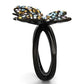 MATK1004 - IP Black(Ion Plating) Stainless Steel Ring with Top Grade Crystal  in Multi Color