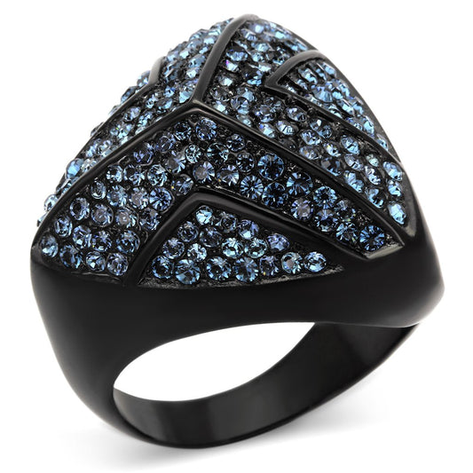MATK1005 - IP Black(Ion Plating) Stainless Steel Ring with Top Grade Crystal  in Montana