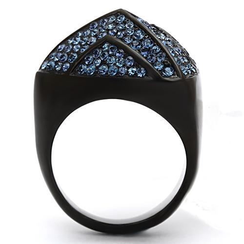 MATK1005 - IP Black(Ion Plating) Stainless Steel Ring with Top Grade Crystal  in Montana