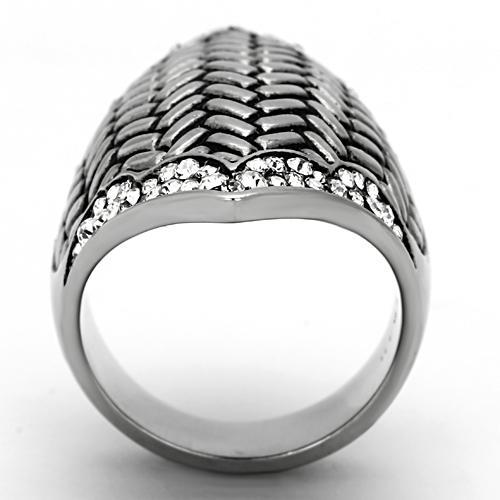 MATK1009 - High polished (no plating) Stainless Steel Ring with Top Grade Crystal  in Clear