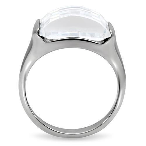 MATK100 - High polished (no plating) Stainless Steel Ring with AAA Grade CZ  in Clear