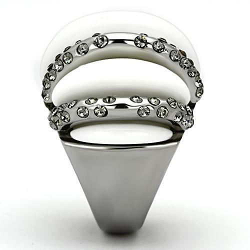 MATK1011 - High polished (no plating) Stainless Steel Ring with Top Grade Crystal  in Black Diamond